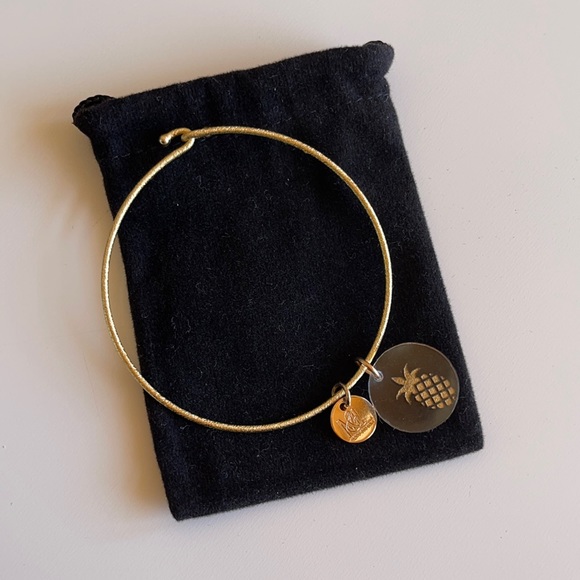 Moon & Lola Gold Pineapple Charm Bangle Bracelet - Picture 2 of 6